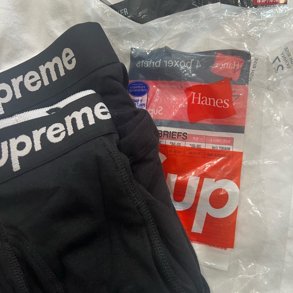 SUPREME X HANES BLACK BOXER BRIEFS SMALL S 3 PACK NEW HOT FASHION